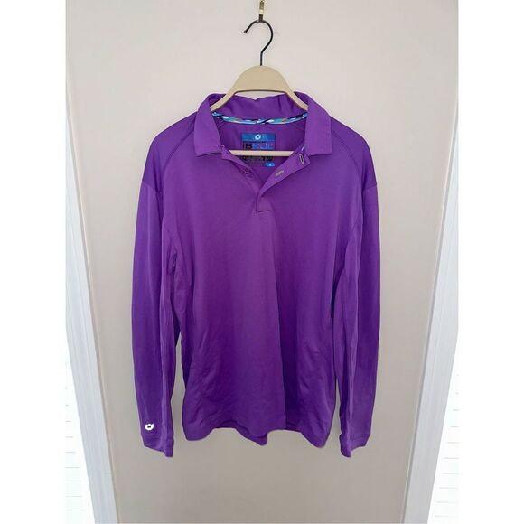 IBKUL Mens Purple 3 Button Long Sleeve Polo Shirt Size Small - Picture 1 of 4